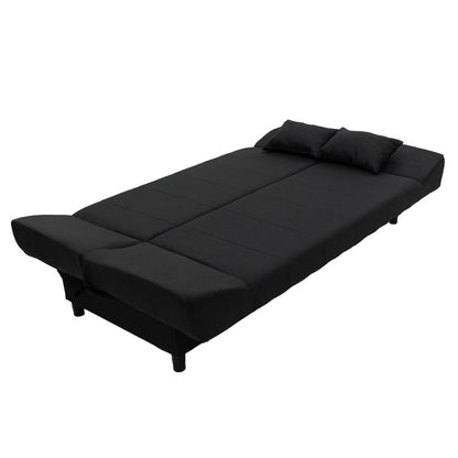 Sofa - bed Tiko pakoworld with storage space fabric in black color 200x85x90cm