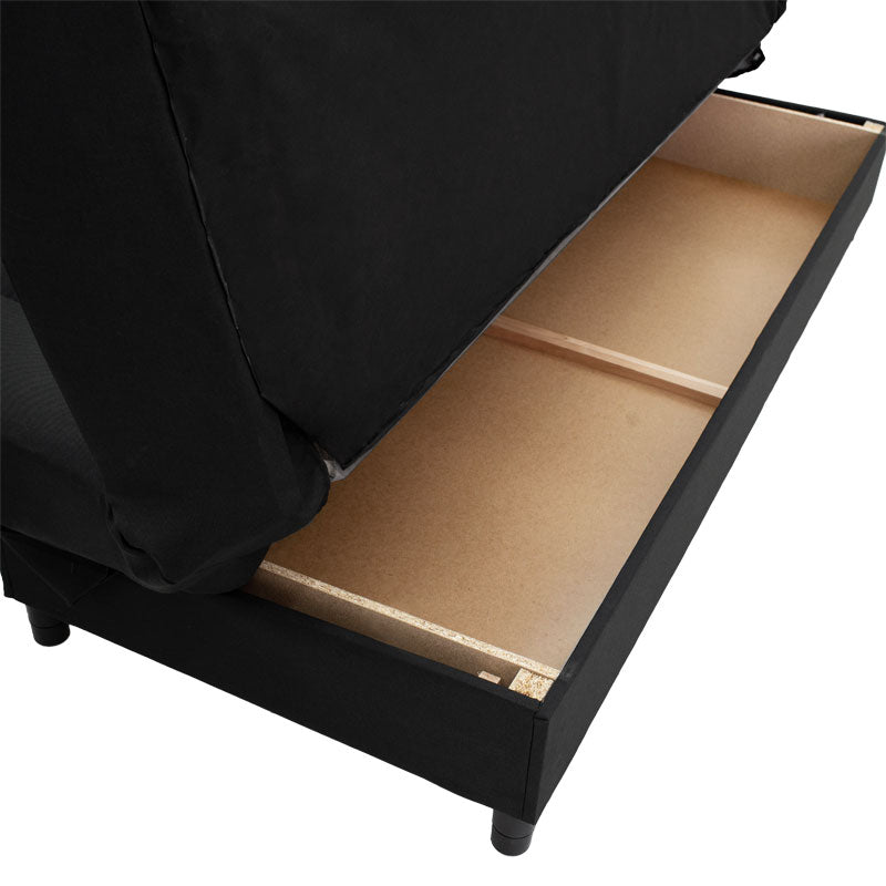 Sofa - bed Tiko pakoworld with storage space fabric in black color 200x85x90cm