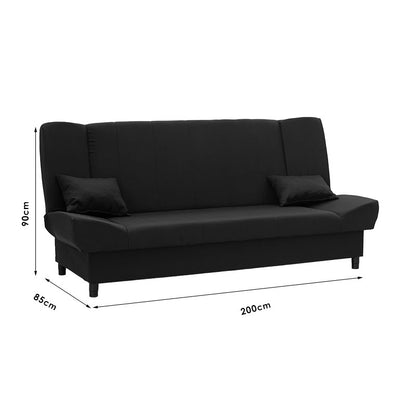 Sofa - bed Tiko pakoworld with storage space fabric in black color 200x85x90cm