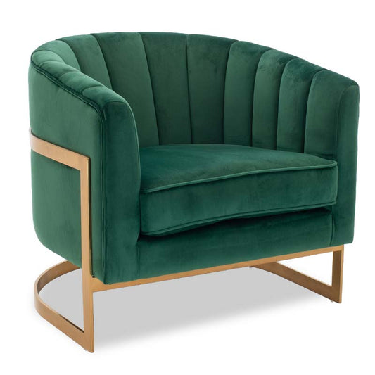 Armchair Casanova pakoworld velvet in green color 80x74x74cm