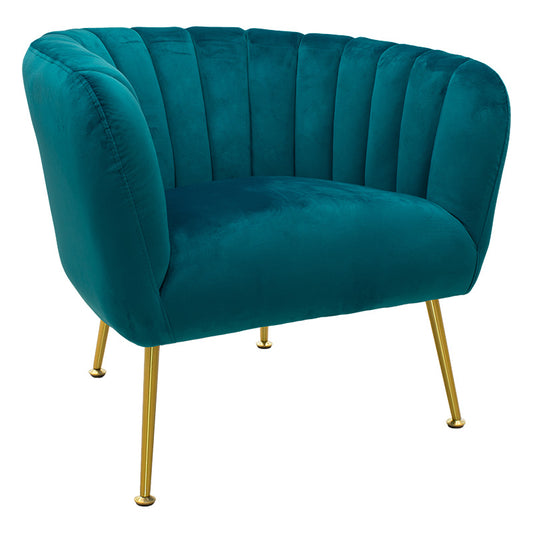 Armchair Poison pakoworld velvet blue-golden 78x71x69cm