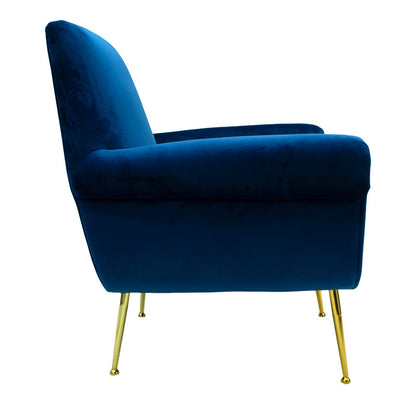 Armchair Macel pakoworld velvet blue-golden 79x71x89cm