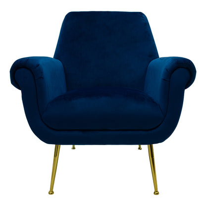 Armchair Macel pakoworld velvet blue-golden 79x71x89cm