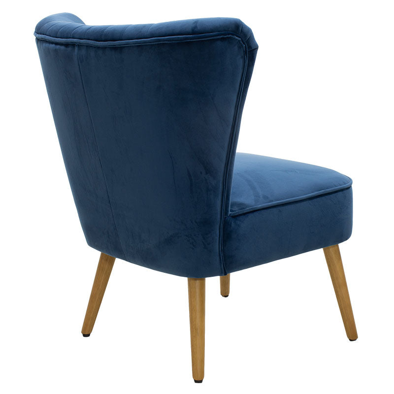 Armchair Stork pakoworld velvet  in dark blue-natural color 68x54x78cm