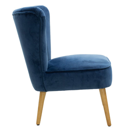 Armchair Stork pakoworld velvet  in dark blue-natural color 68x54x78cm