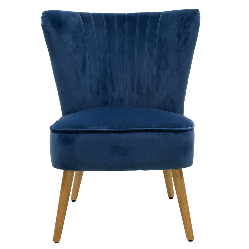 Armchair Stork pakoworld velvet  in dark blue-natural color 68x54x78cm