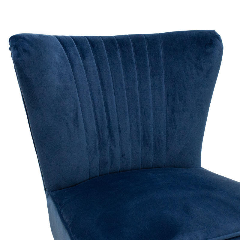 Armchair Stork pakoworld velvet  in dark blue-natural color 68x54x78cm