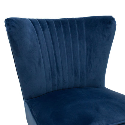Armchair Stork pakoworld velvet  in dark blue-natural color 68x54x78cm