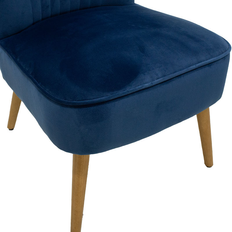 Armchair Stork pakoworld velvet  in dark blue-natural color 68x54x78cm