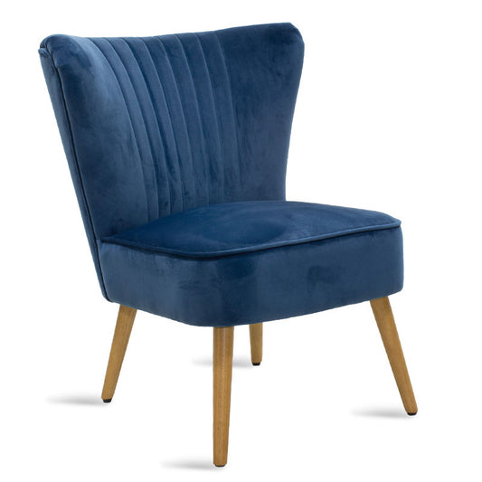 Armchair Stork pakoworld velvet  in dark blue-natural color 68x54x78cm