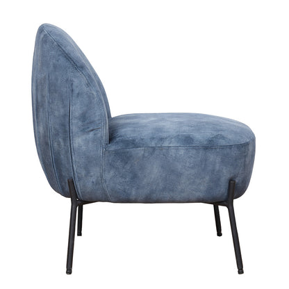 Poet pakoworld armchair velvet in blue antique-black color 54,5x65,5x66cm