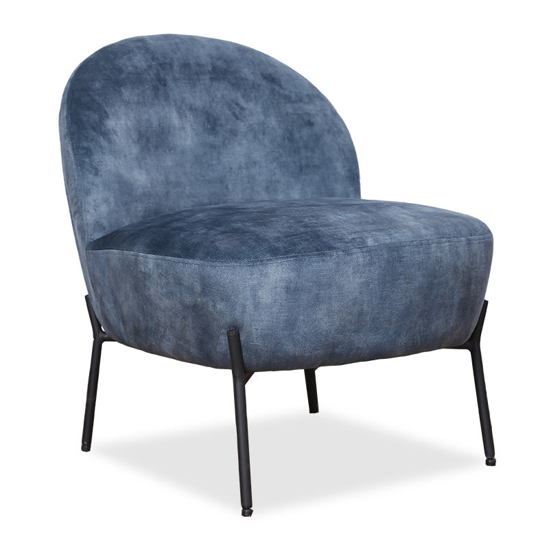 Poet pakoworld armchair velvet in blue antique-black color 54,5x65,5x66cm