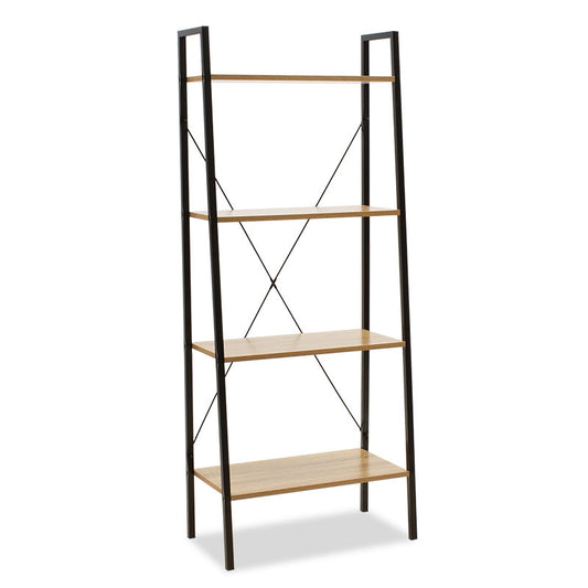 Bookcase Ramon pakoworld modern oak color with black metal frame 60x23x145,5cm