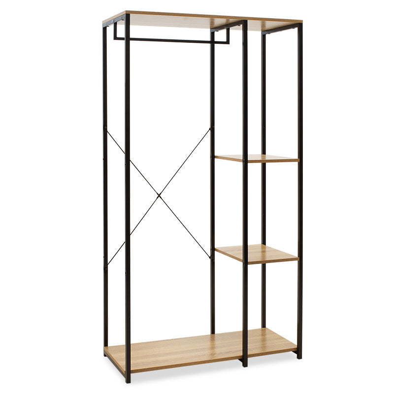 Entrance unit-Closet Ramon pakoworld modern oak color with black metal frame 90,5x41x167cm