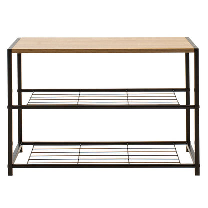 Shoe rack Ramon pakoworld 6 pairs modern oak color with black metal frame 63x30x43cm
