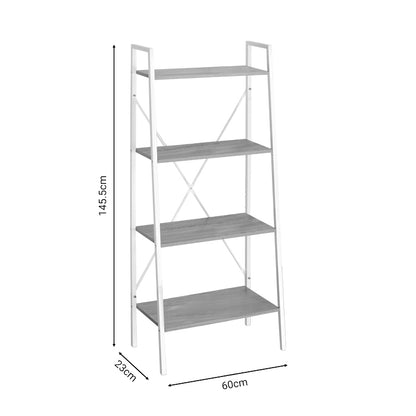 Bookcase Ramon pakoworld natural melamine-metal white 60x23x145.5cm