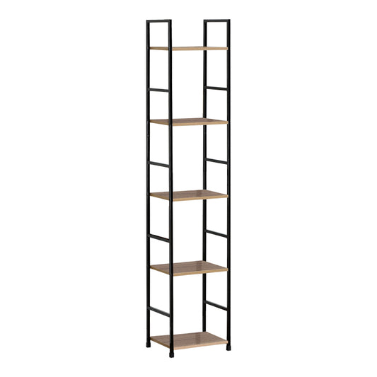 Bookcase Azuel pakoworld oak-black steel 29x23.5x144cm