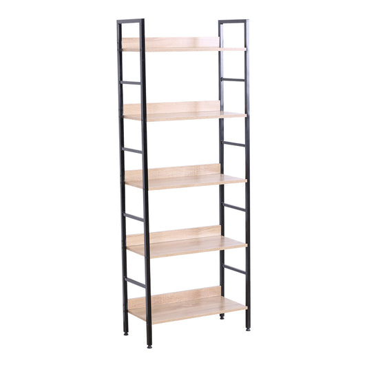 Bookcase Elbo pakoworld natural-black steel 60x28x160cm