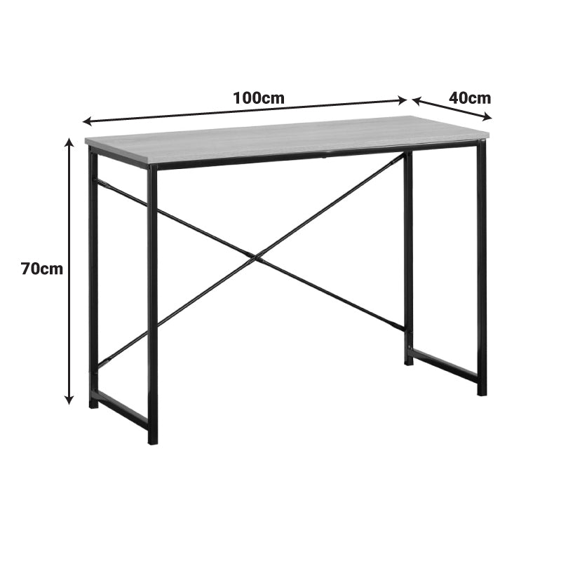 Working desk Bailon in oak color with black metal 100x40x70cm