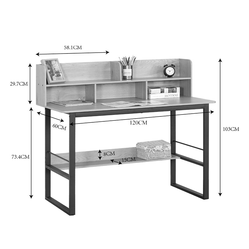 Work desk Biuro oak- black metal 120x60x103cm