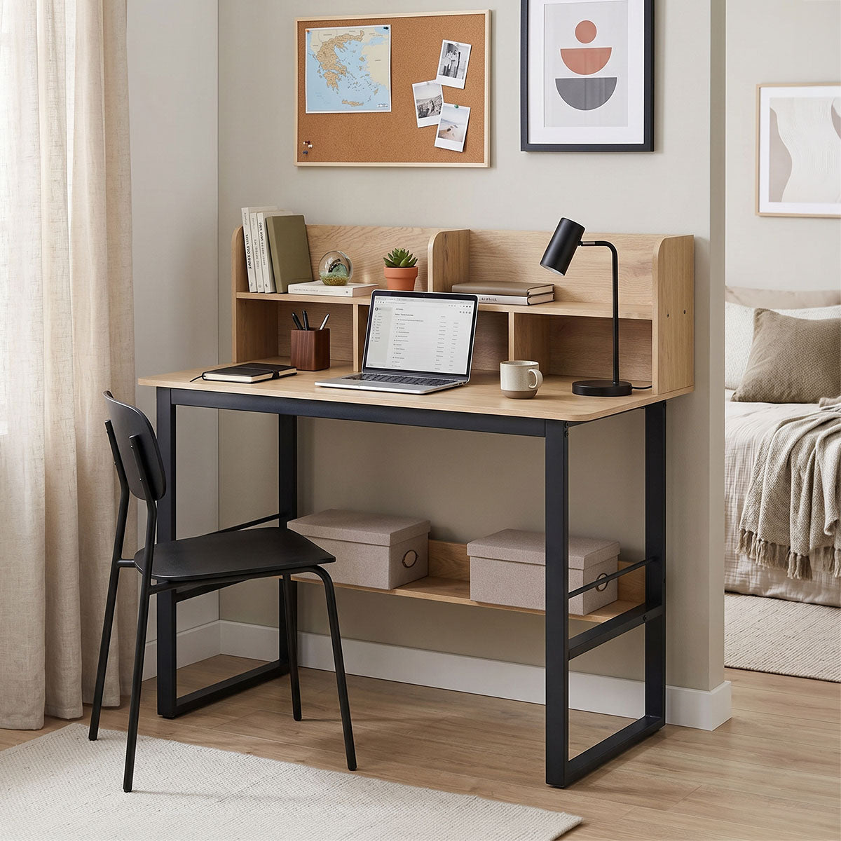 Work desk Biuro oak- black metal 120x60x103cm