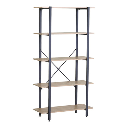 Bookcase Nebranzo oak with black metal 80x34x155.3cm