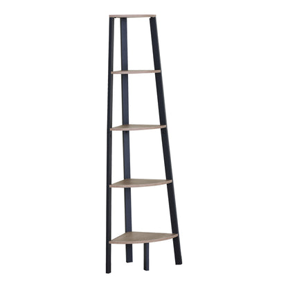 Corner bookcase Arvia oak with black metal 53.4x37.8x160.3cm
