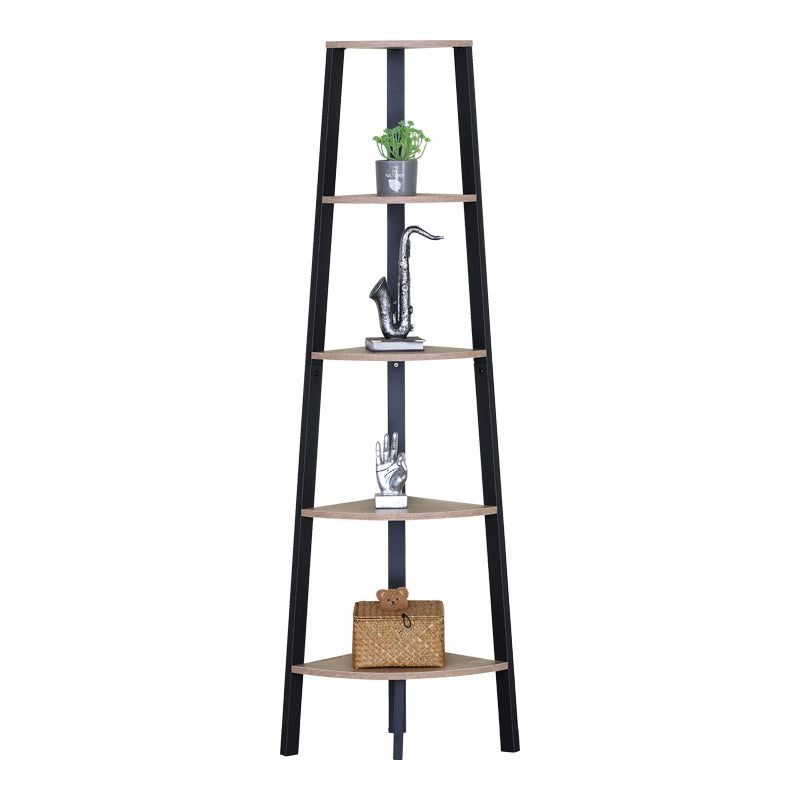Corner bookcase Arvia oak with black metal 53.4x37.8x160.3cm