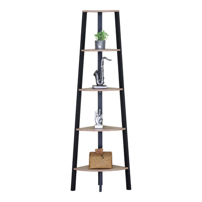 Corner bookcase Arvia oak with black metal 53.4x37.8x160.3cm