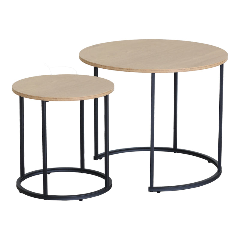 Coffee tables Pelanda set of 2 pieces oak with black metal