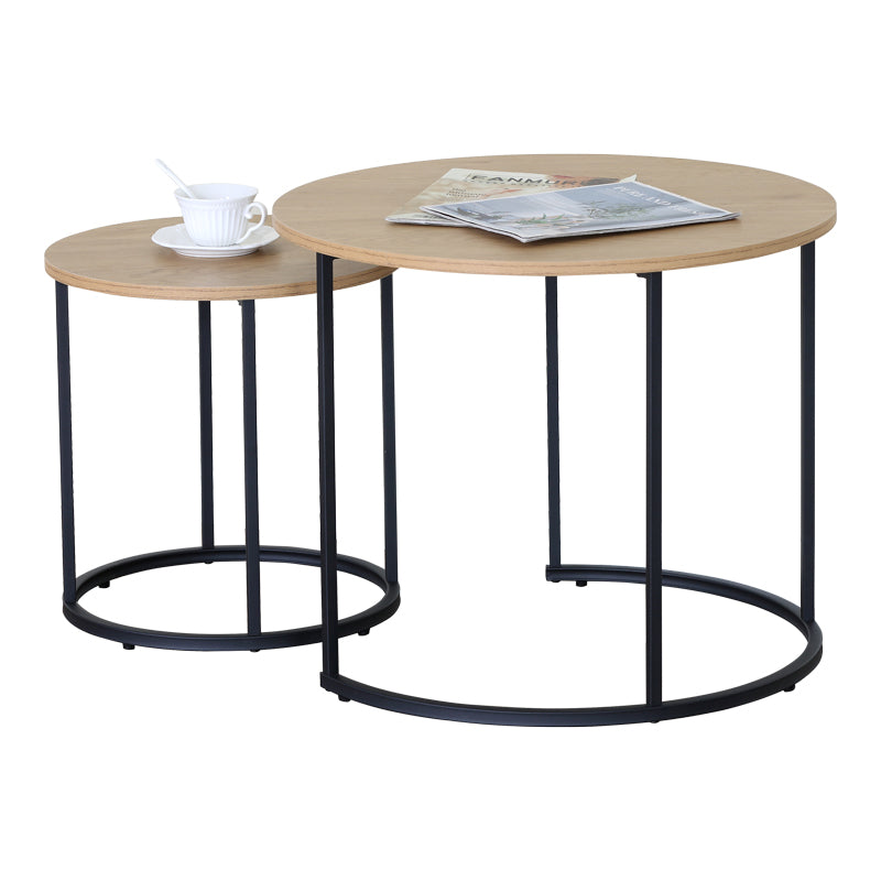 Coffee tables Pelanda set of 2 pieces oak with black metal