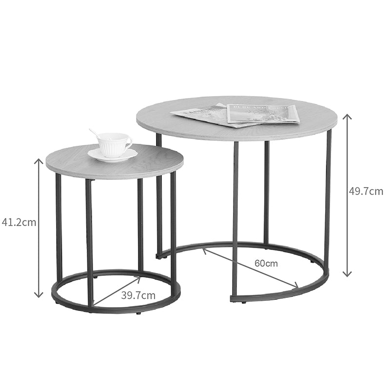 Coffee tables Pelanda set of 2 pieces oak with black metal