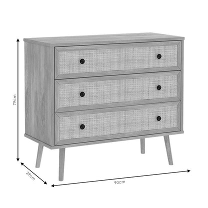 Chest of 3 drawers Oslo pakoworld  sonoma 90x39x79cm