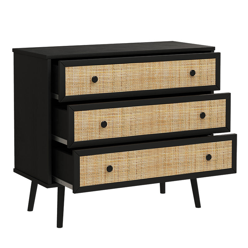 Chest of 3 drawers Oslo pakoworld  black-natural 90x39x79cm