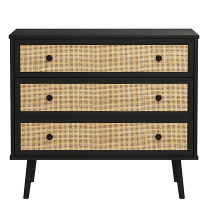 Chest of 3 drawers Oslo pakoworld  black-natural 90x39x79cm