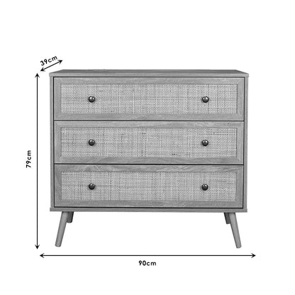 Chest of 3 drawers Oslo pakoworld  black-natural 90x39x79cm