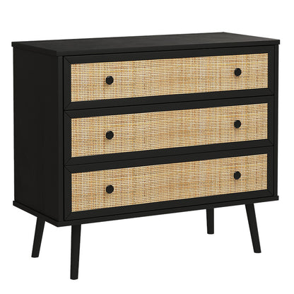 Chest of 3 drawers Oslo pakoworld  black-natural 90x39x79cm