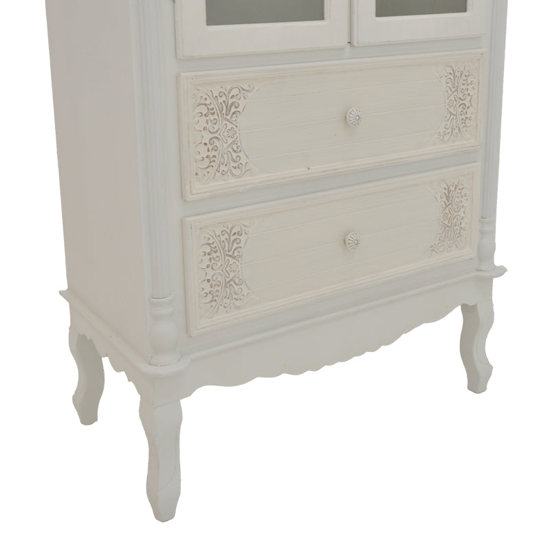 Showcase Pazlen Inart antique white color mdf 74.5x39x190cm