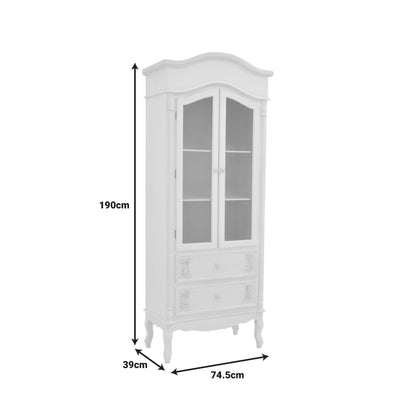 Showcase Pazlen Inart antique white color mdf 74.5x39x190cm