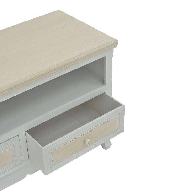 TV cabinet Joliene Inart natural-antique white color mdf 100x42x61cm