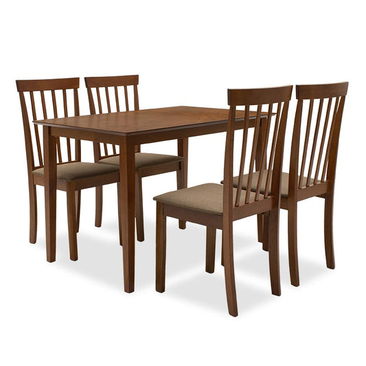 Dining Set 5pcs Diego pakoworld 112x72x74  walnut color-brown seat