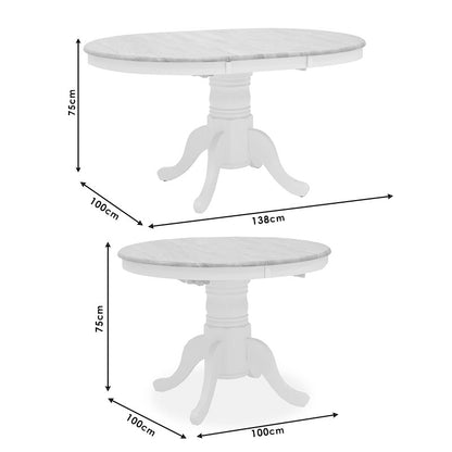 Dining table Lars pakoworld extendable wood-MDF white-natural D100(+38)x100x75cm