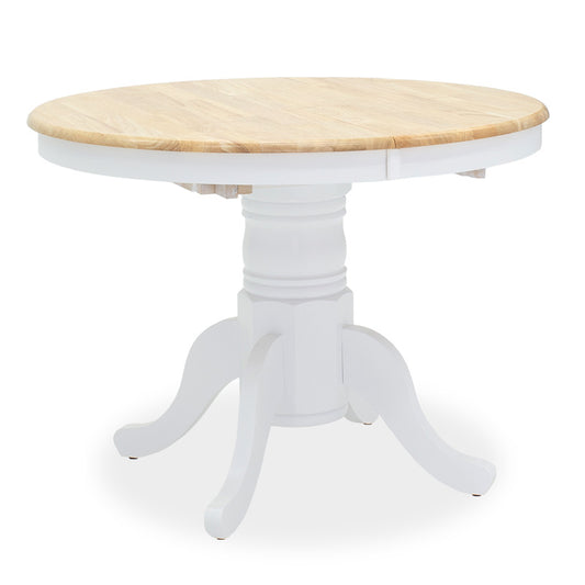 Dining table Lars pakoworld extendable wood-MDF white-natural D100(+38)x100x75cm