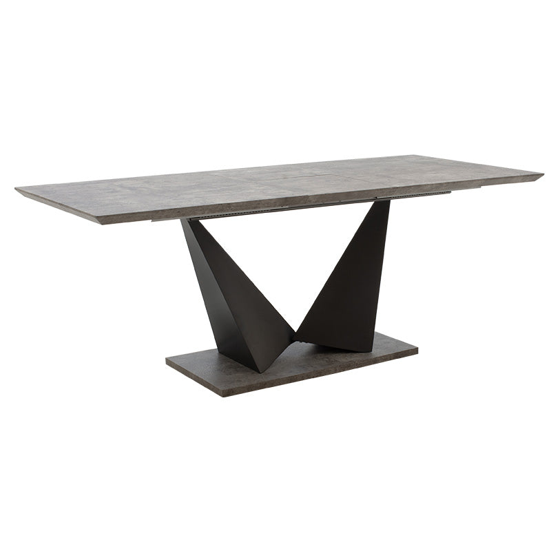 Gordon pakoworld expanding gray cement lpl table - black metal leg 160-200x90x75cm