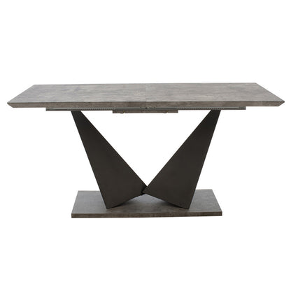 Gordon pakoworld expanding gray cement lpl table - black metal leg 160-200x90x75cm