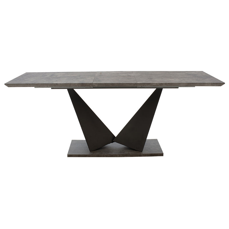 Gordon pakoworld expanding gray cement lpl table - black metal leg 160-200x90x75cm