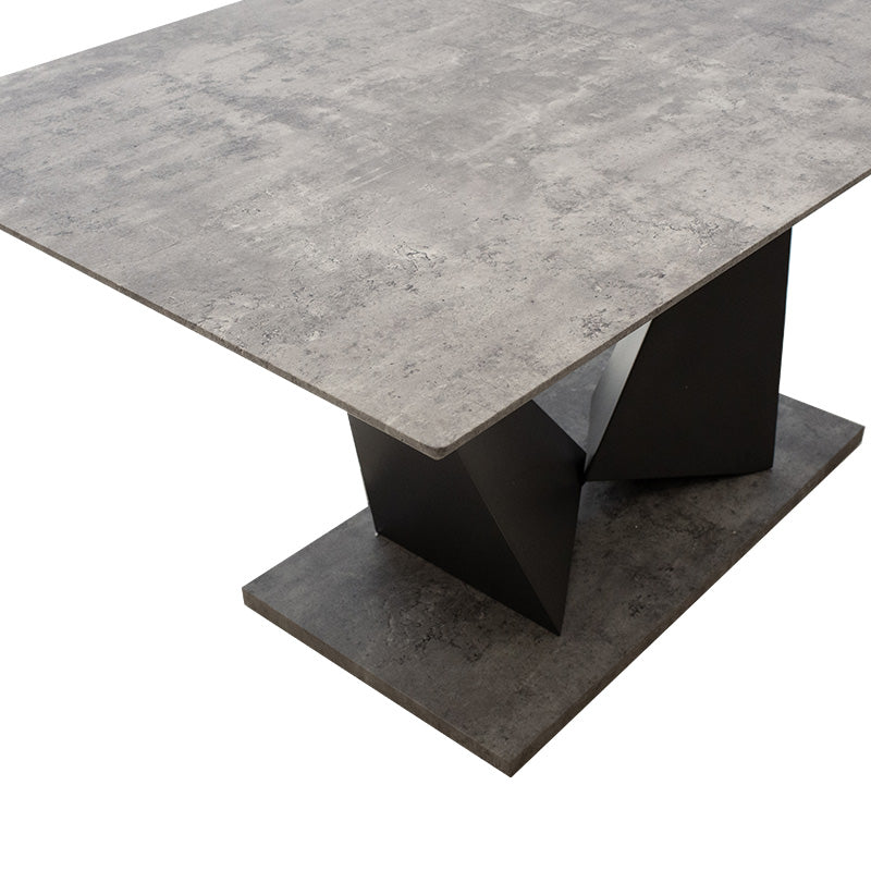 Gordon pakoworld expanding gray cement lpl table - black metal leg 160-200x90x75cm