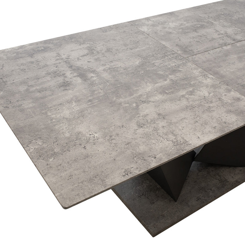 Gordon pakoworld expanding gray cement lpl table - black metal leg 160-200x90x75cm