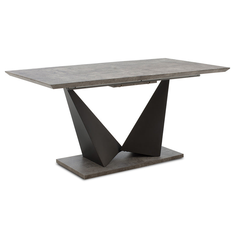 Gordon pakoworld expanding gray cement lpl table - black metal leg 160-200x90x75cm