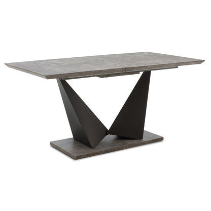 Gordon pakoworld expanding gray cement lpl table - black metal leg 160-200x90x75cm